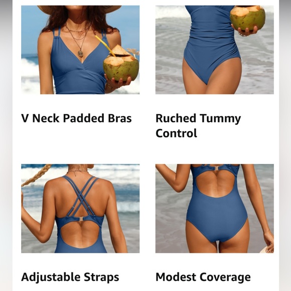 *NEW CHARMO Tummy Control One Piece Swimsuit Small - Picture 11 of 13